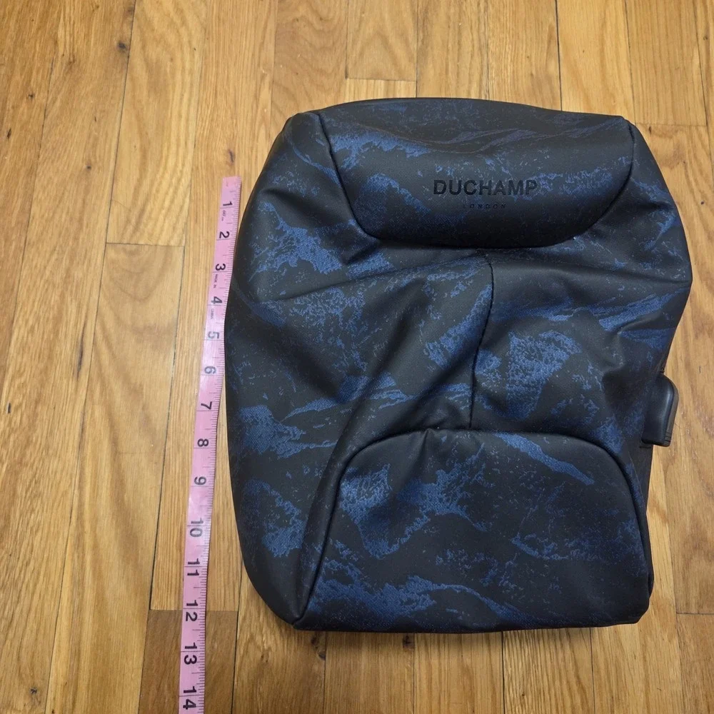Duchamp London Anti-Theft Laptop Tablet Backpack Sleek Blue Black Design USB‎